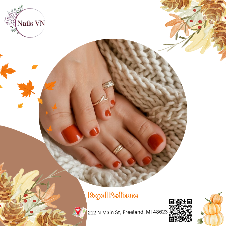 Thanksgiving Travel Nails: Beautiful Throughout Your Journey - Gel Deluxe Pedicure - Premium Pedicure - Royal Pedicure